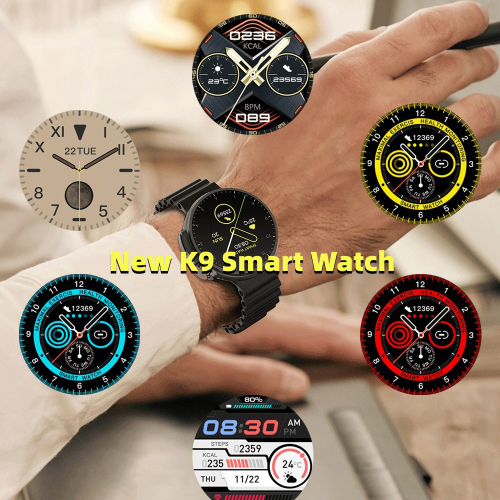 New K9 Smart Watch 1.39 Round Screen Encoder True Screw Clip Wireless Charging