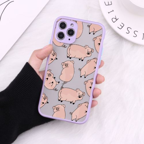 Compatible with Apple Cartoon Transparent Phone Case Matte Shockproof Back Cover