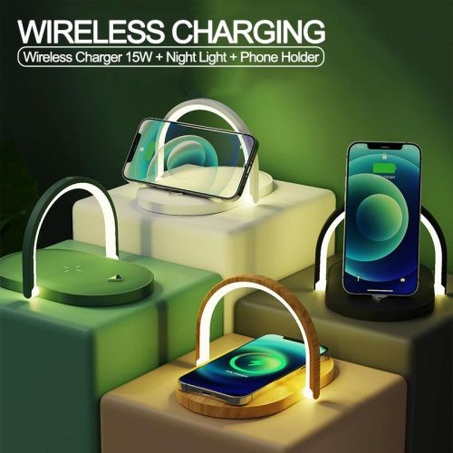 3 In 1 Foldable Wireless Charger Night Light LED Reading Table 15W Fast Charging 