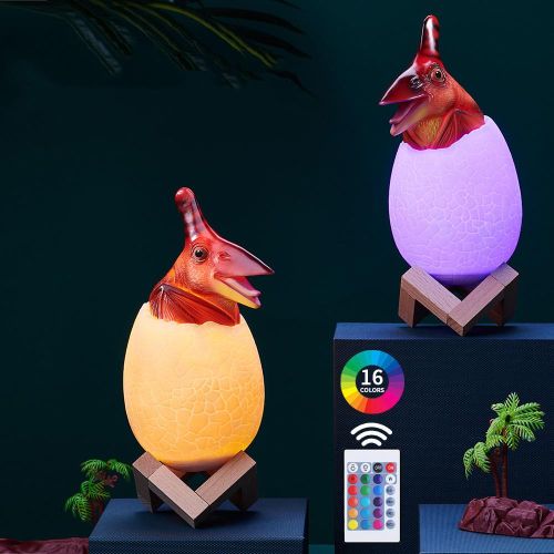 Touch Sensor Night Light LED 3&16 Colors Pat Dinosaur Egg Bedside Table Lamp