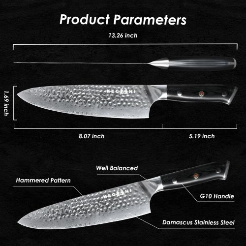 8 Inch Damascus Chefs Knife-Japanese Hammered - kitchen Knife - Classic Series