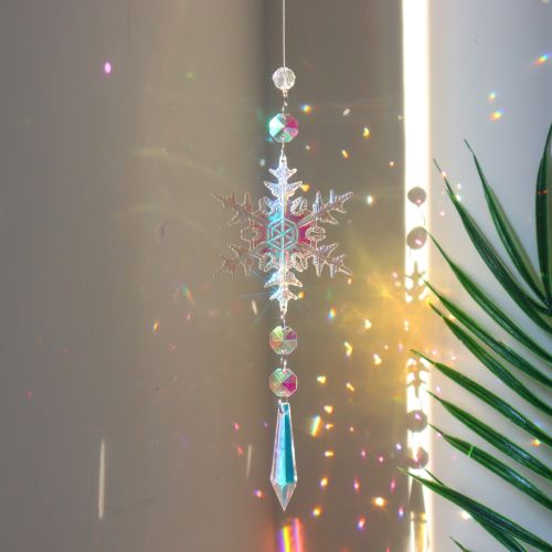 Christmas AB Color Snowflake Crystal Sun Catcher Christmas Decorations