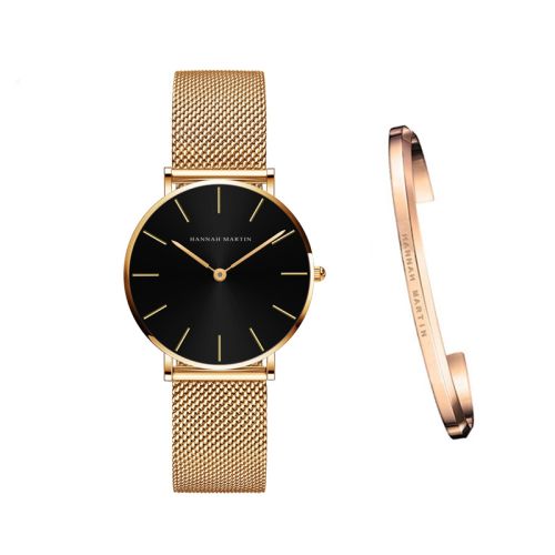 Japan Quartz Movement High Quality 36mm hannah Martin Women Stainless Steel Mesh