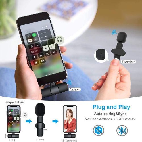 Wireless Lavalier Microphone Portable Audio Video Recording  Long Battery Life L