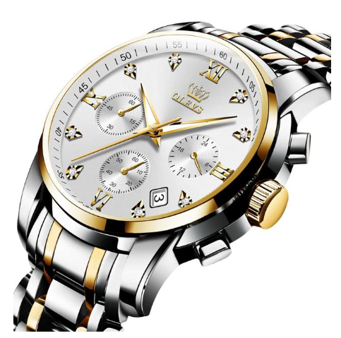 Luxury Men Watches Chronograph Stainless Steel Waterproof Quartz Wristwatches