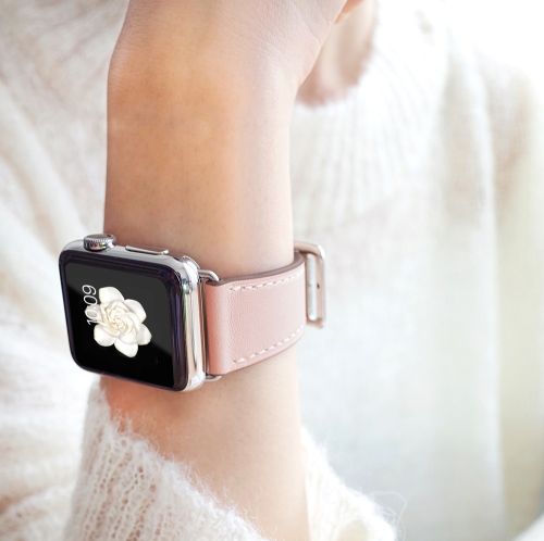 Leather smart watch strap