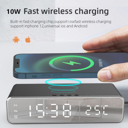 Electric Wireless Phone Charger, Clock, HD Thermometer, Mirror, Clock