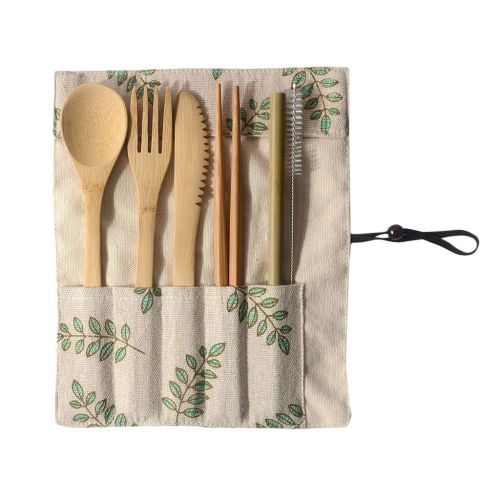 Portable Bamboo Tableware 6-Piece Set wood