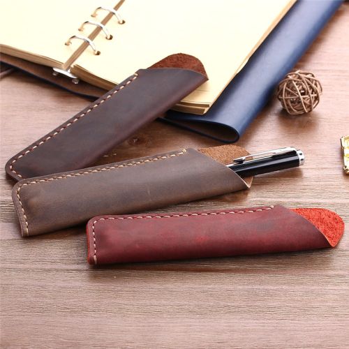 Vintage Pen Case Hand-stitched Leather Pen Case