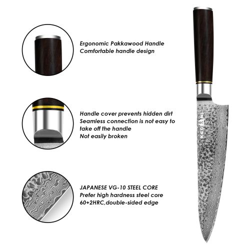 67 Layers Japanese Chefs Knife, Professional Chef's Knife With Pakkawood Handle