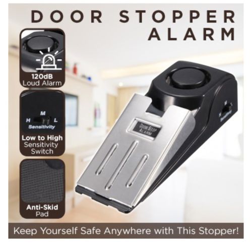 Electronic Burglar Alarm Home Security Wedge Door Stop Device Alert Detection 1 peice