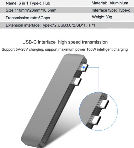 Compatible with Apple , Card Reader Hub 3.0 Adapter with PD Power USB C Hub Dock