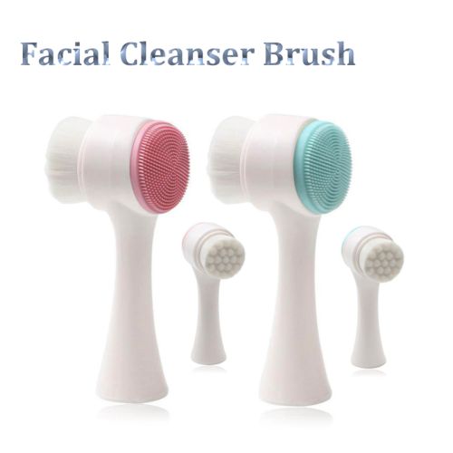 Double-sided Silicone Skin Care Tool Facial Cleanser Brush Face Cleaning Vibrate